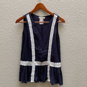 Anthropologie Comme Toi Top Crochet Blue Small